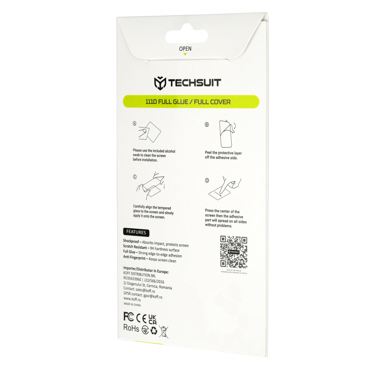 Techsuit Exterior Screen Protector Film for Apple iPhone Duo, Tempered Glass, Full Glue, 111D, Black