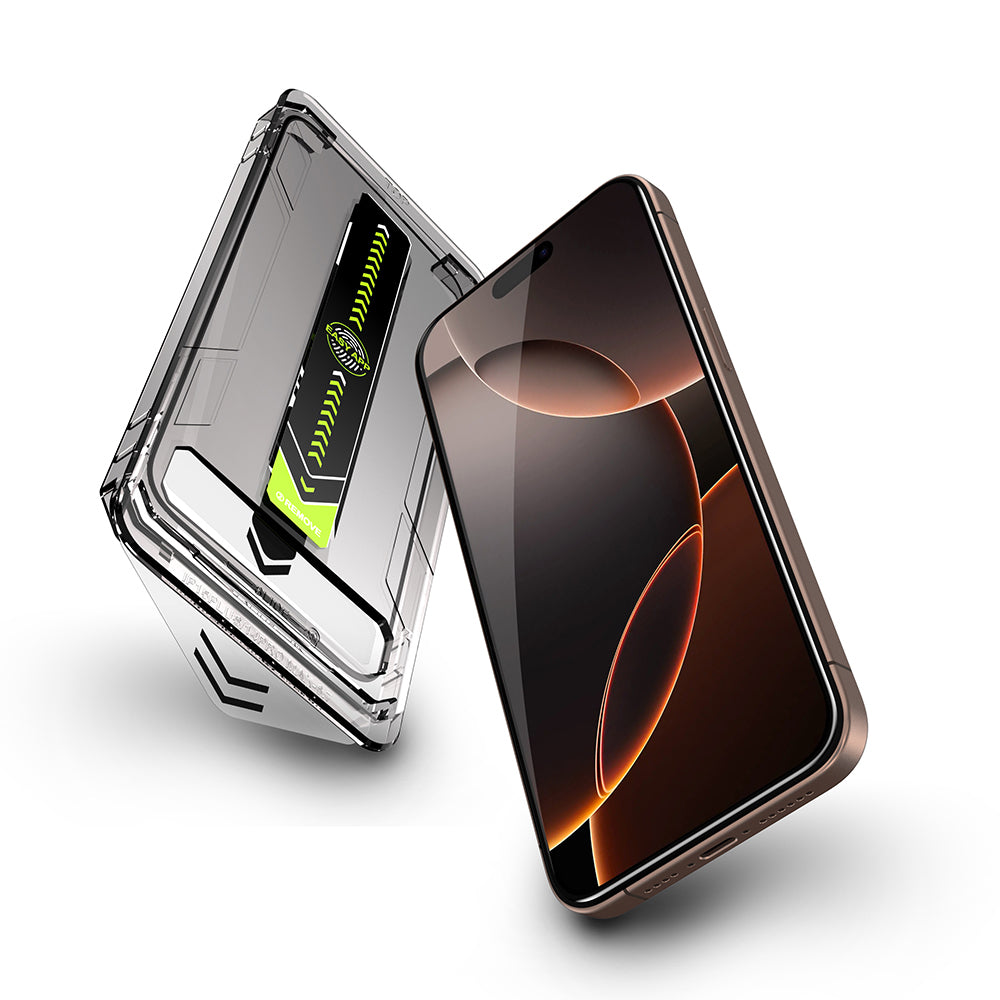 Techsuit TitanGlass Screen Protector for Apple iPhone 17 / 16 Pro, Tempered Glass, Full Glue, Black