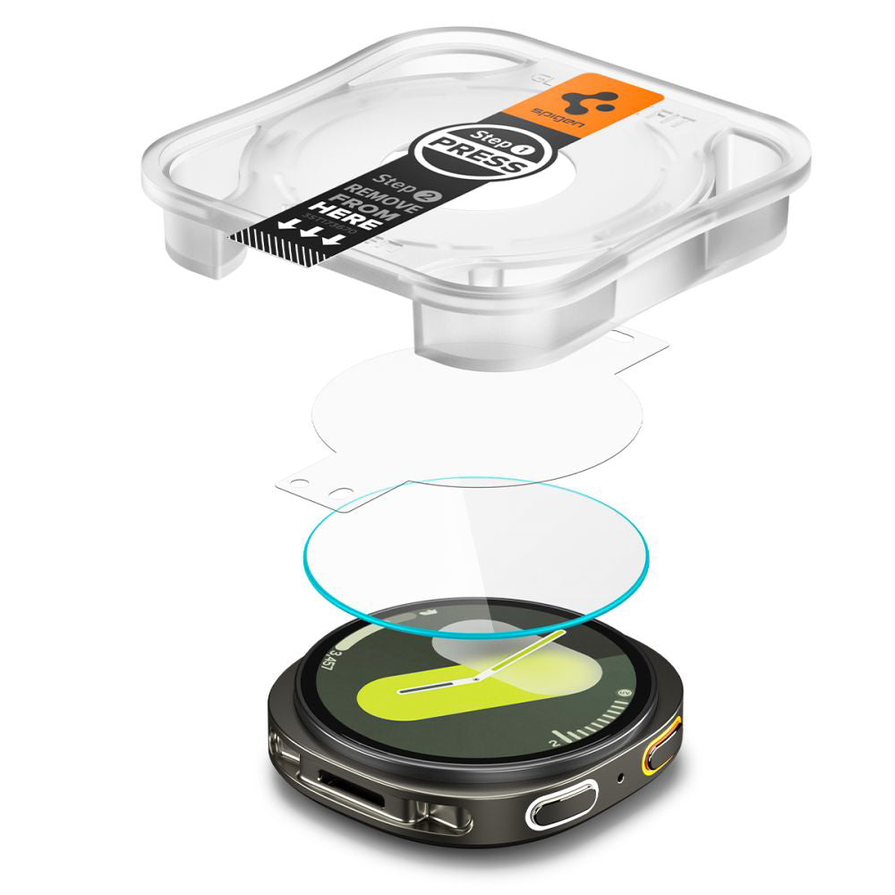 Spigen GlastR EZ FIT Protection Film for Samsung Galaxy Watch8 44mm, Set of 2 pieces, Tempered Glass AGL09874