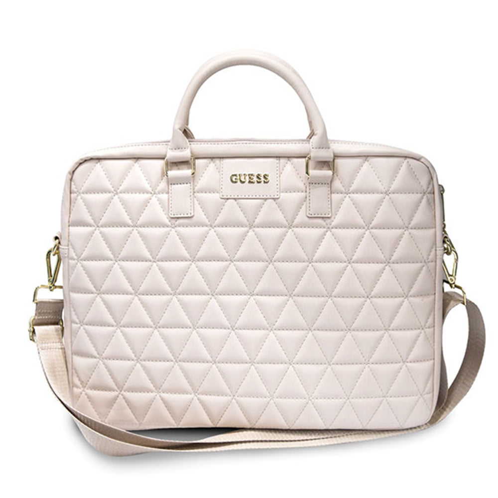 Guess Quilted Bag for 15-inch Laptop, Pink