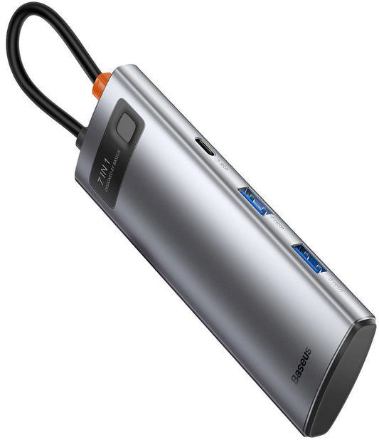Hub USB-C Baseus Metal Gleam, 2 x USB-A 3.0 - 2 x USB-C - 1 x HDMI - 1 x SD - 1 x microSD, Gray WKWG020113
