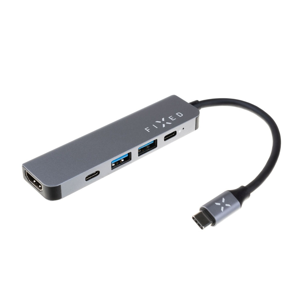 Fixed USB-C Hub, 4in1, Gray