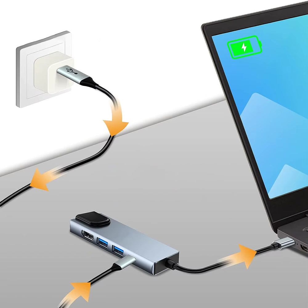 USB-C Techsuit H1 NetBridge Hub, 5in1, Gray