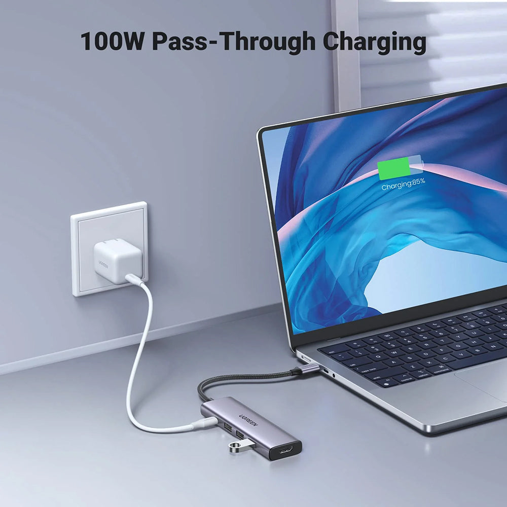 UGREEN CM511 USB-C Hub (15596), 3 x USB-A 3.0 - 1 x USB-C - 1 x HDMI, Gray