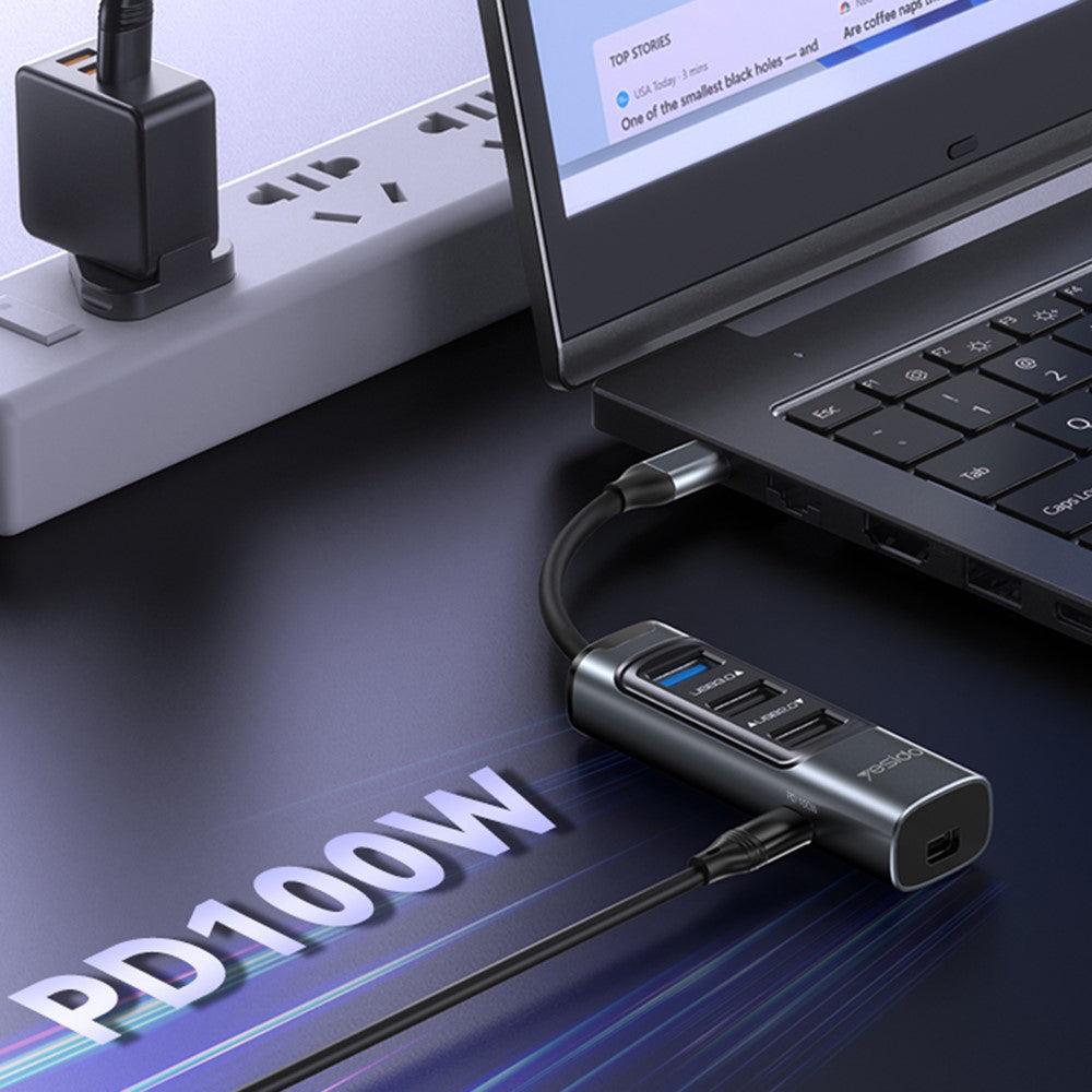 Yesido HB24 USB-C Hub, 5in1, Grey