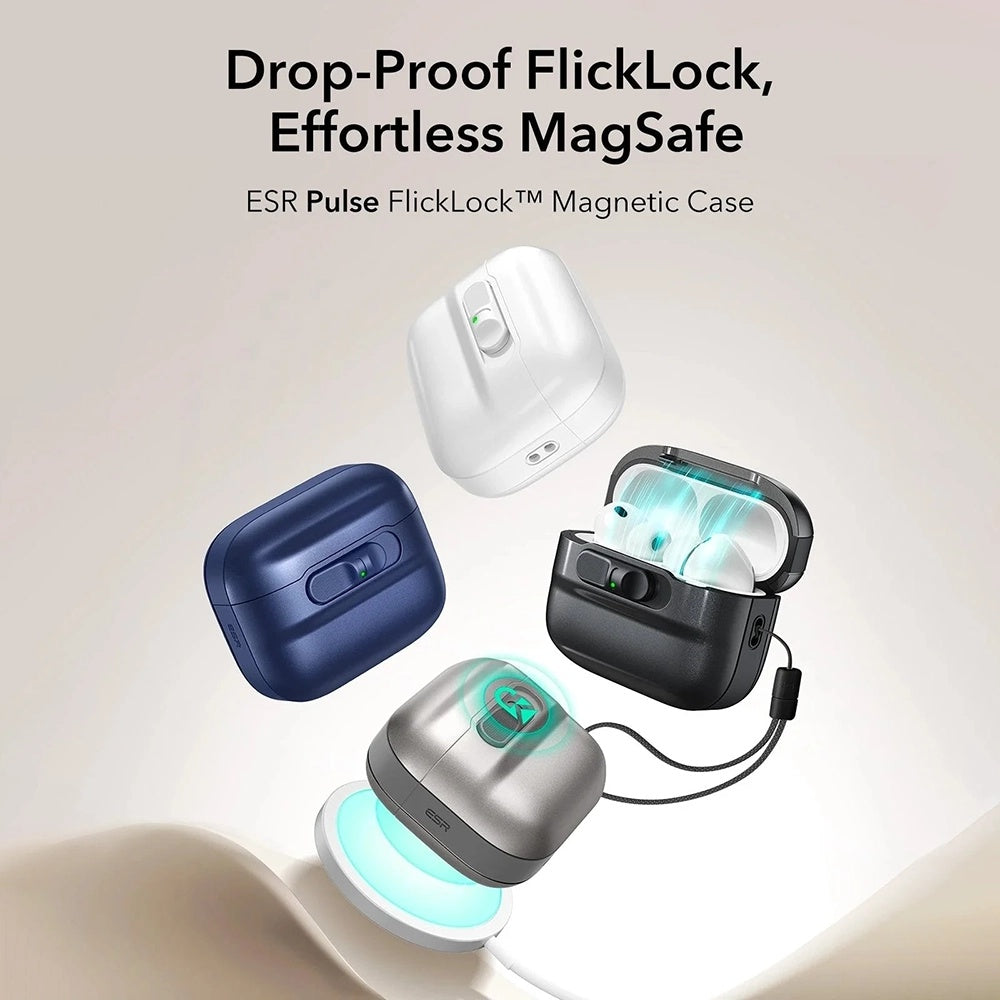 ESR Pulse Magnetic FlickLock Case for Apple AirPods Pro 3, Gray