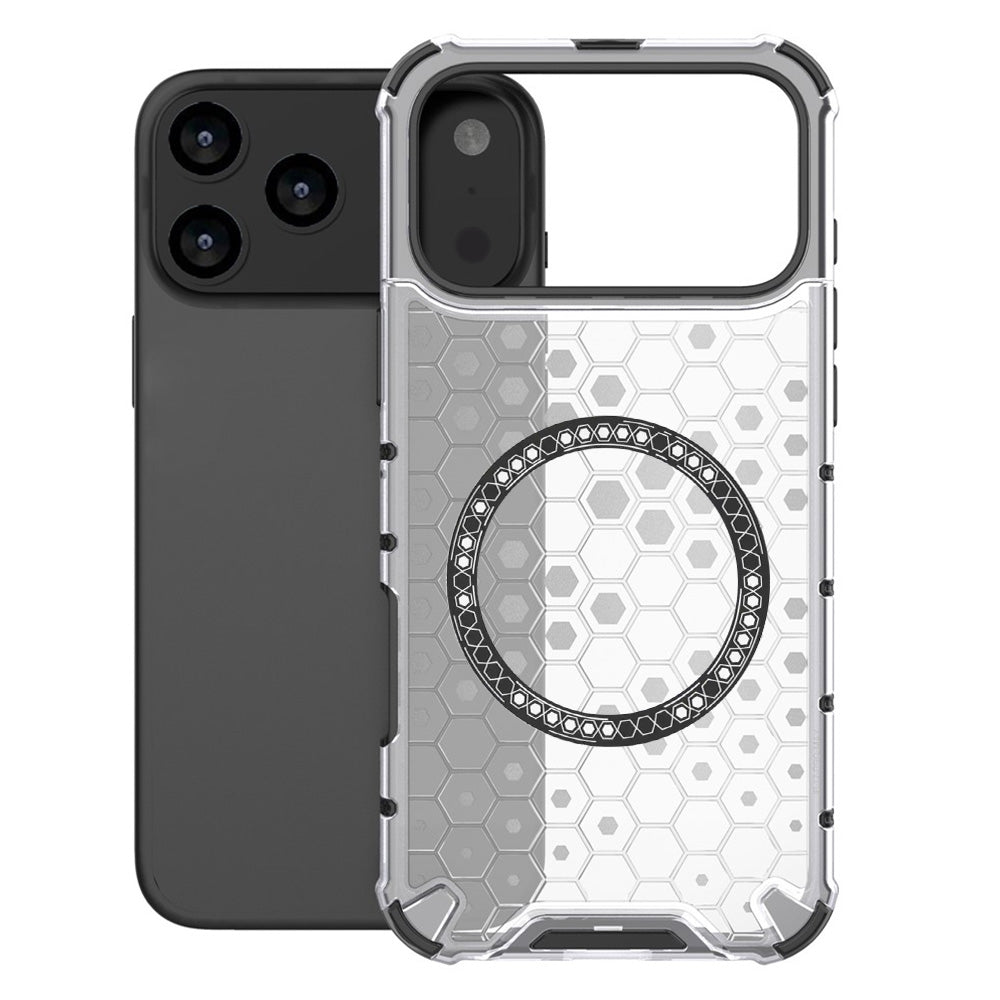 MagSafe Case for Apple iPhone 17 Pro Max, Techsuit, HoneyComb Shield, White