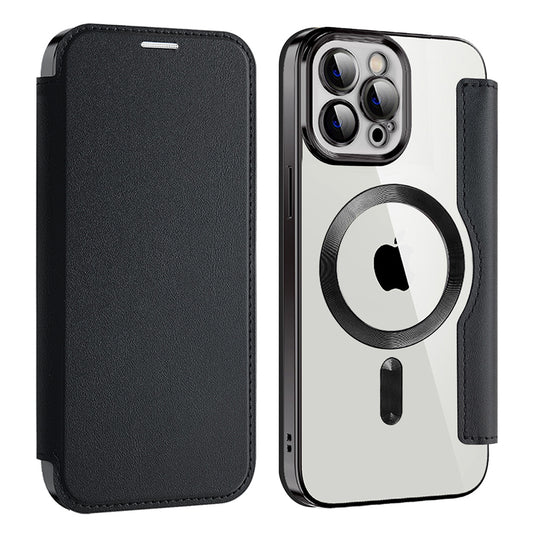 MagSafe Case for Apple iPhone 12 Pro Max, Techsuit, SmartMag Book, Black