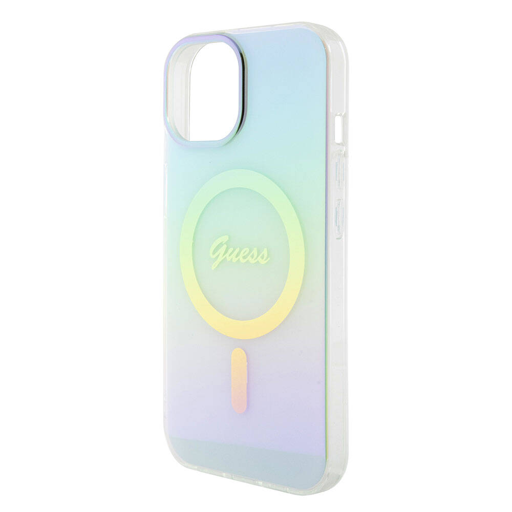 MagSafe Case for Apple iPhone 15 Plus, Guess, IML Iridescent, Turquoise