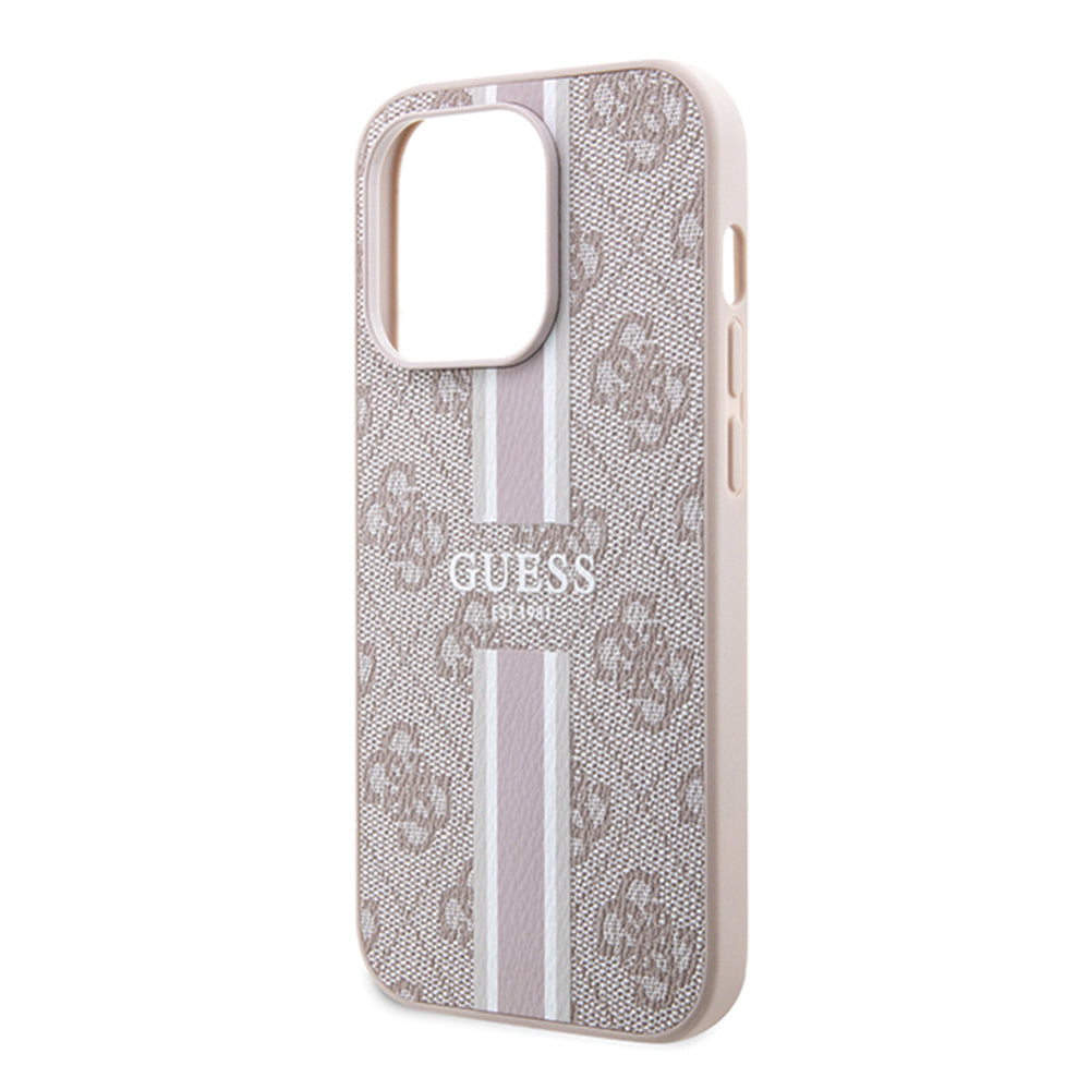 MagSafe Case for Apple iPhone 15 Pro Max, Guess, 4G Printed Stripes, Pink