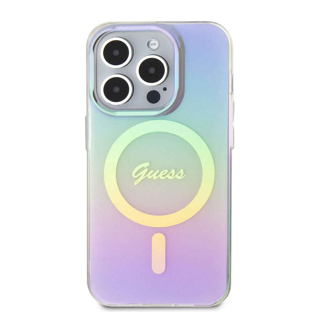 MagSafe Case for Apple iPhone 15 Pro Max, Guess, IML Iridescent, Purple