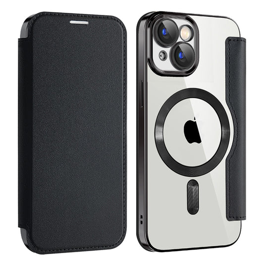 MagSafe Case for Apple iPhone 15, Techsuit, SmartMag Book, Black