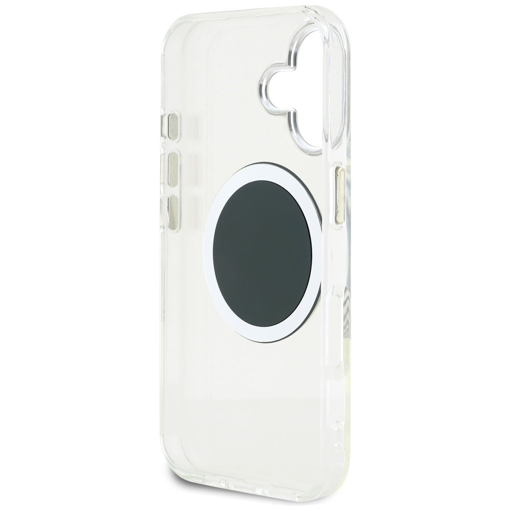 MagSafe Case for Apple iPhone 16, Guess, IML Metal Colored Circle, Black
