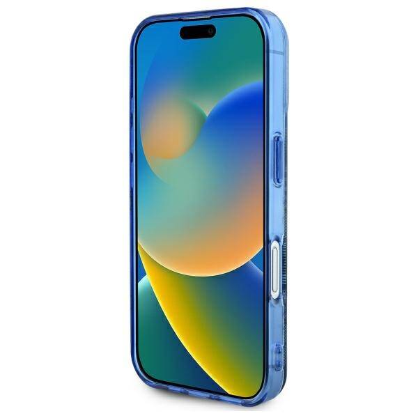 MagSafe Case for Apple iPhone 16, Guess, IML Peony On 4G Background, Blue