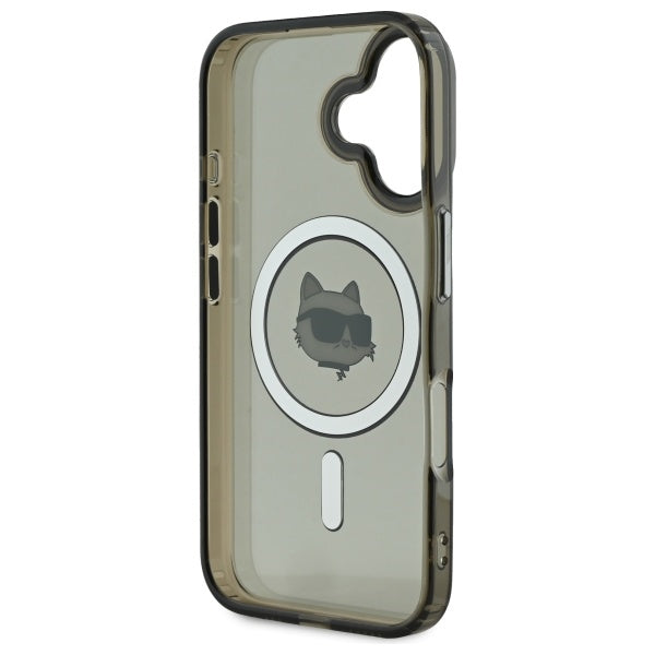 MagSafe Case for Apple iPhone 16 Plus, Karl Lagerfeld, IML Metal Choupette's Head, Black
