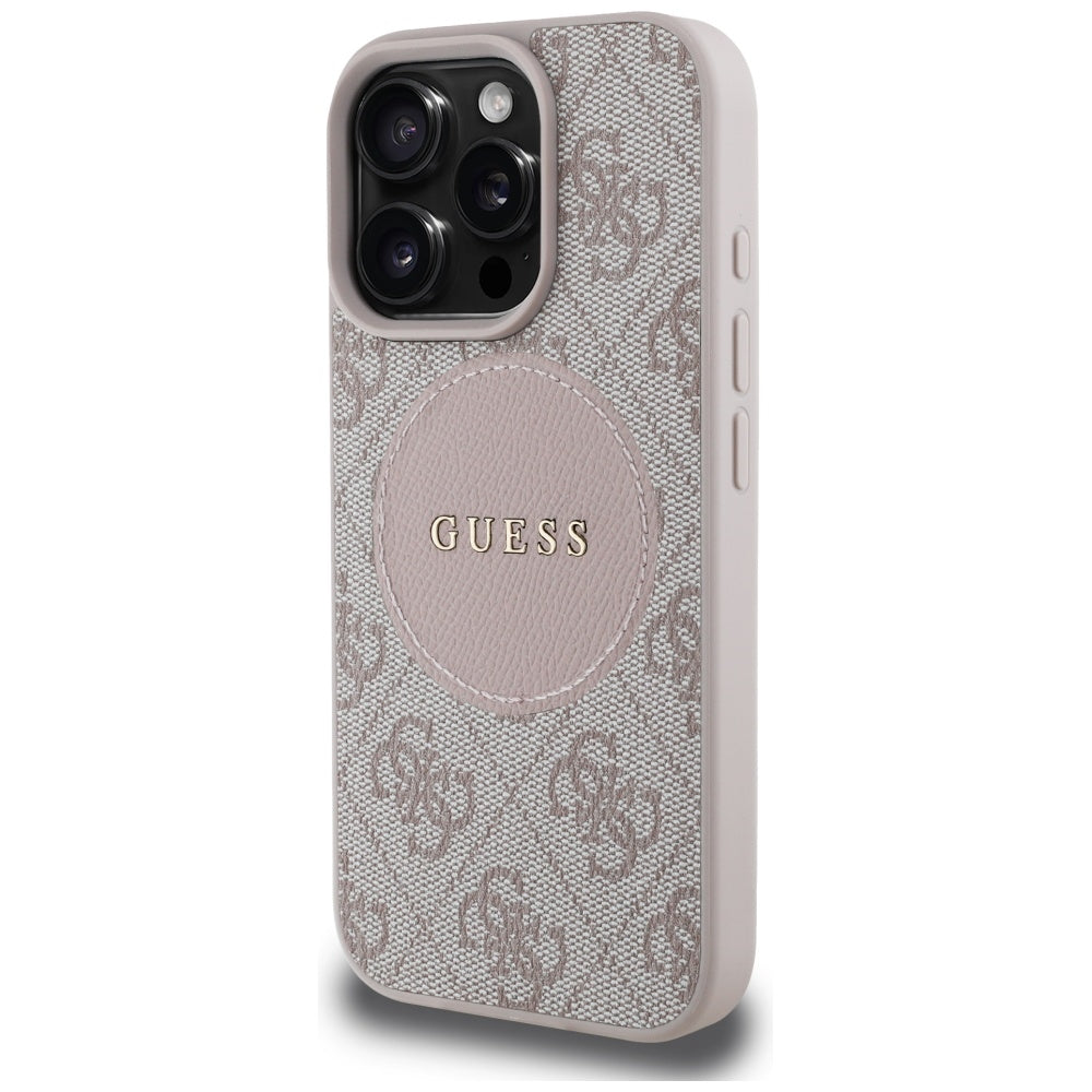 MagSafe Case for Apple iPhone 16 Pro, Guess, 4G Circle Classic Logo, Pink