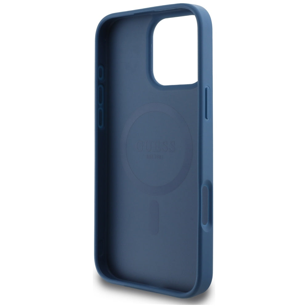 MagSafe Case for Apple iPhone 16 Pro, Guess, 4G Small and Classic Logo, Blue