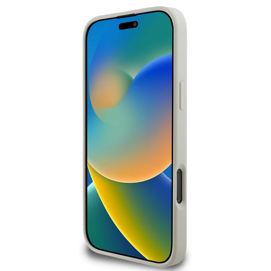 MagSafe Case for Apple iPhone 16 Pro, Guess, Grained Gold Ring, Beige