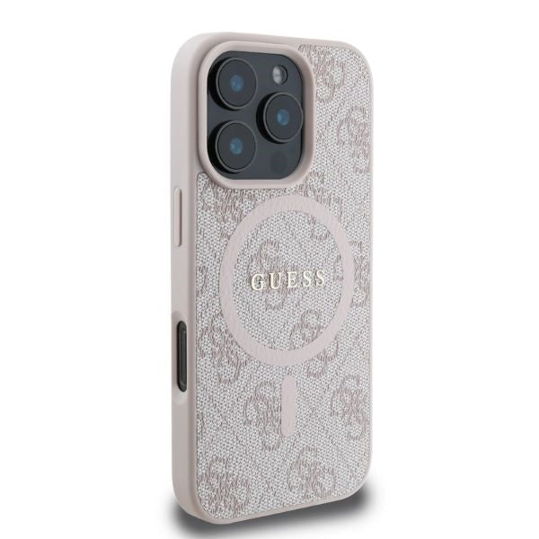 MagSafe Case for Apple iPhone 16 Pro Max, Guess, 4G Ring Classic Logo, Pink