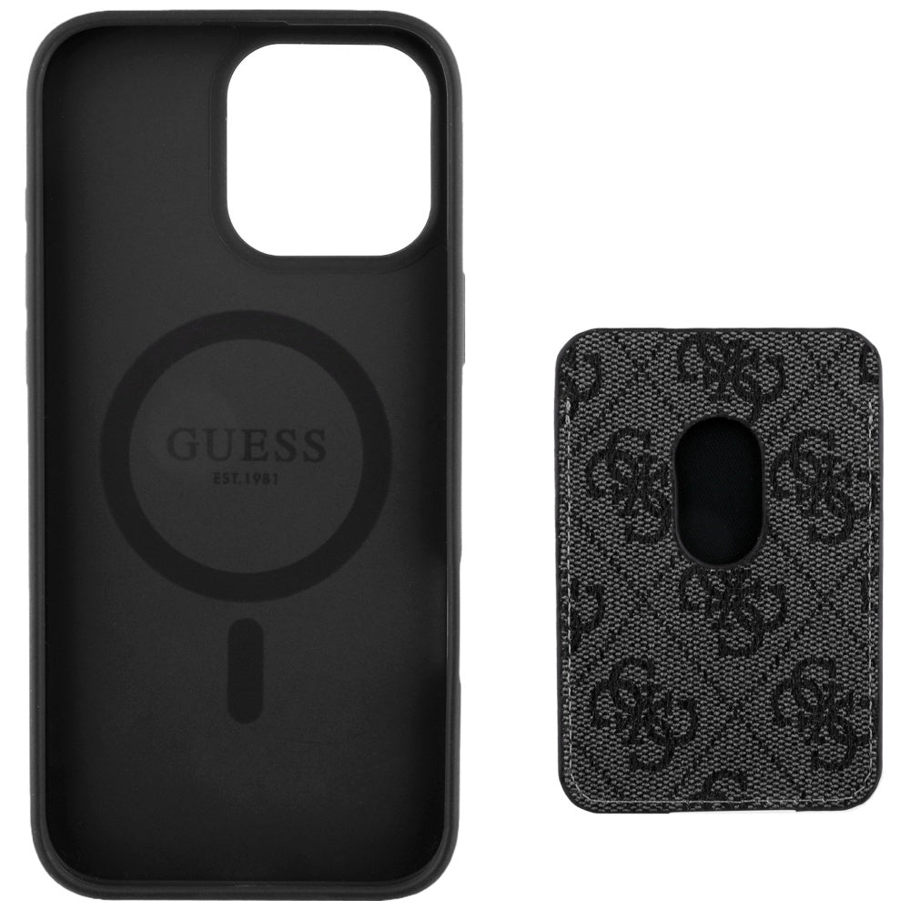 MagSafe Case for Apple iPhone 16 Pro Max, Guess, Cardslot 4G Stripes, Black