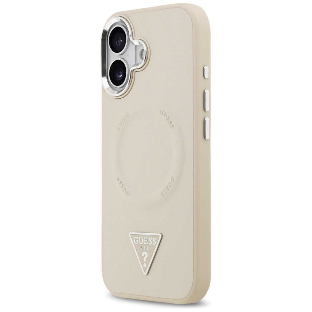 MagSafe Case for Apple iPhone 17, Guess, Triangle Logo, Silver Beige