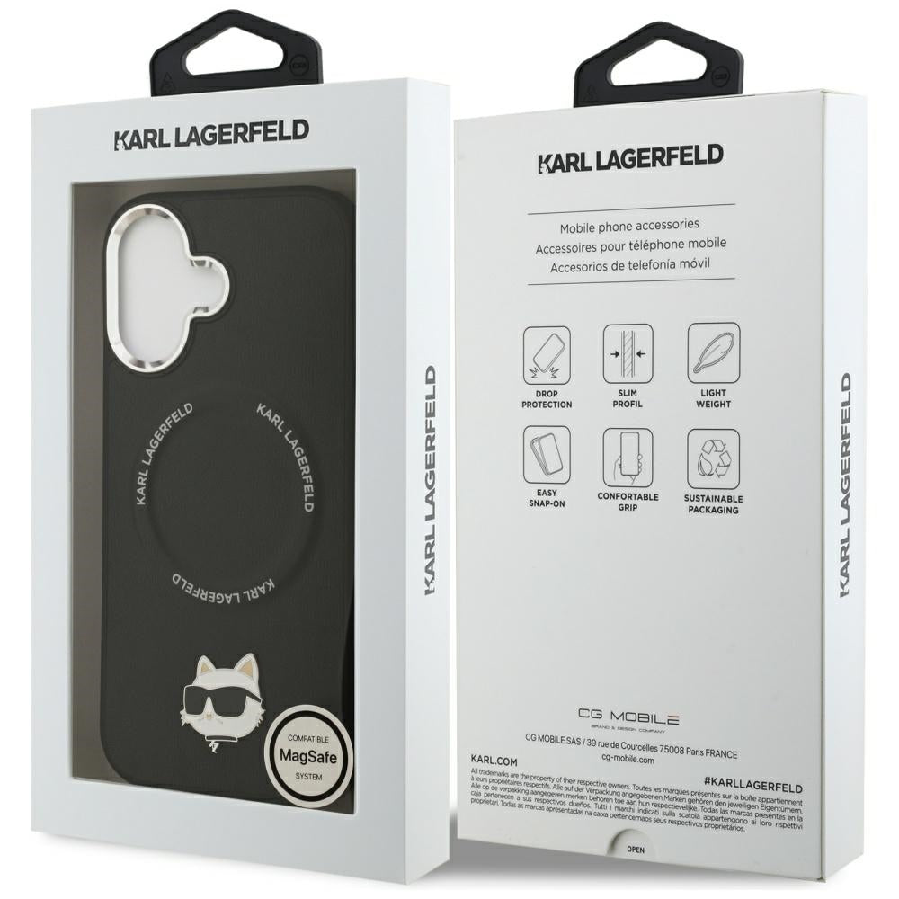 MagSafe Case for Apple iPhone 17, Karl Lagerfeld, Choupette Pin, Black