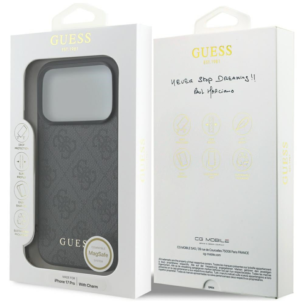 MagSafe Case for Apple iPhone 17 Pro, Guess, 4G Charm Cradle, Black