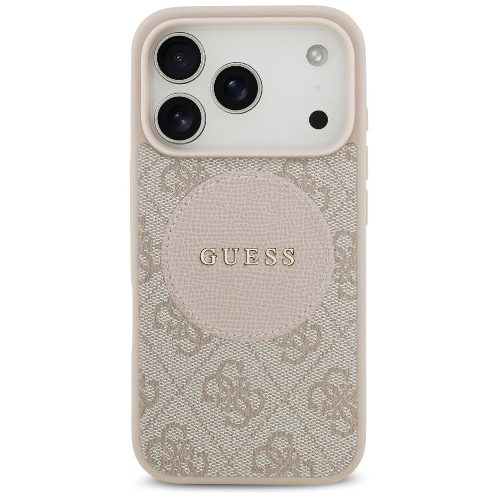 MagSafe Case for Apple iPhone 17 Pro, Guess, 4G Circle Classic Logo, Pink