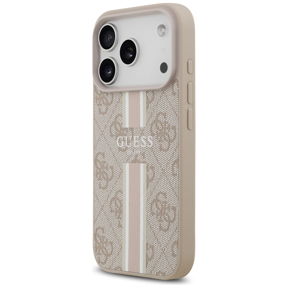 MagSafe Case for Apple iPhone 17 Pro, Guess, 4G Printed Stripes, Pink