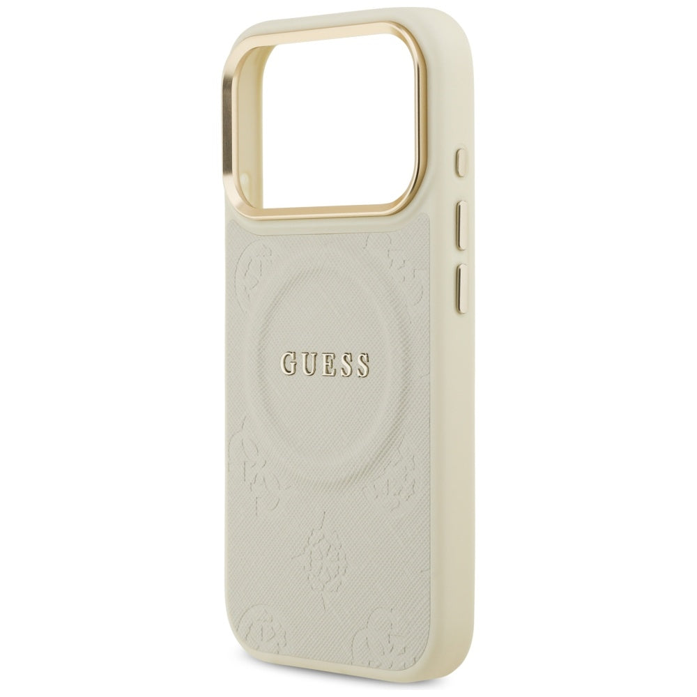 MagSafe Case for Apple iPhone 17 Pro, Guess, Peony Hot Stamp, Beige
