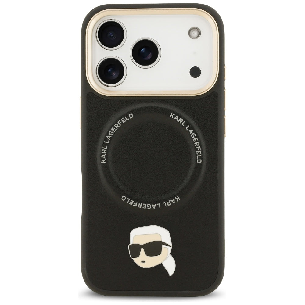 MagSafe Case for Apple iPhone 17 Pro, Karl Lagerfeld, Big Strap Karl Metal Logo, Black