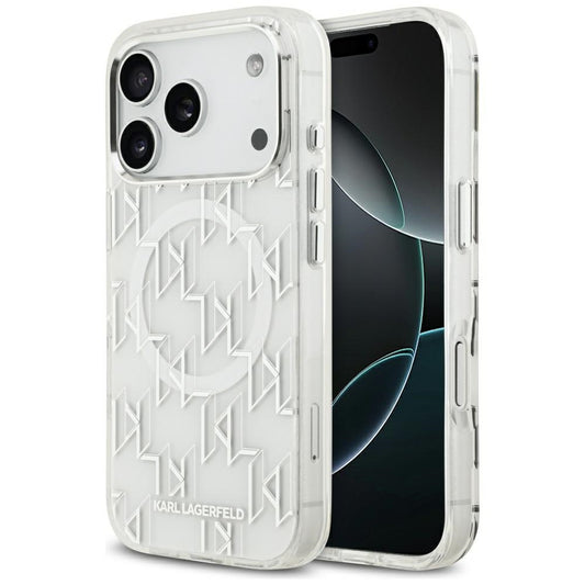 MagSafe Case for Apple iPhone 17 Pro, Karl Lagerfeld, IML KL Monogram, White