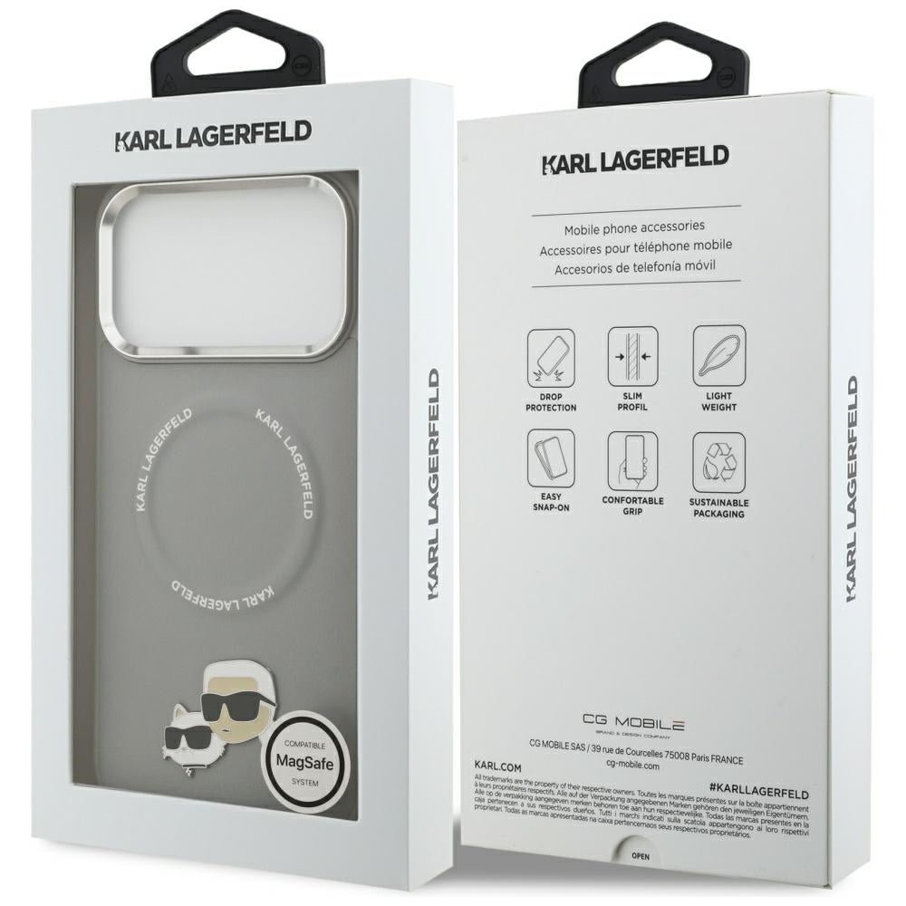 MagSafe Case for Apple iPhone 17 Pro, Karl Lagerfeld, Karl & Choupette Pins, Gray