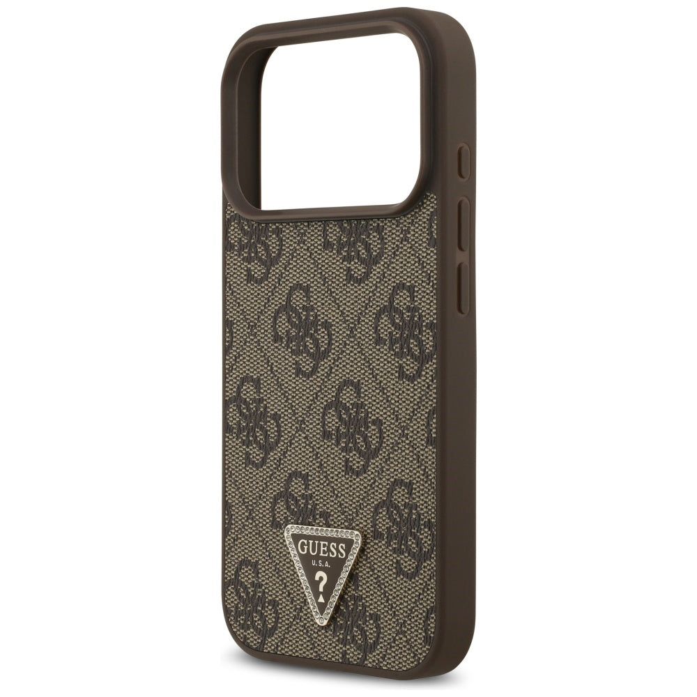MagSafe Case for Apple iPhone 17 Pro Max, Guess, 4G Triangle Strass, Brown