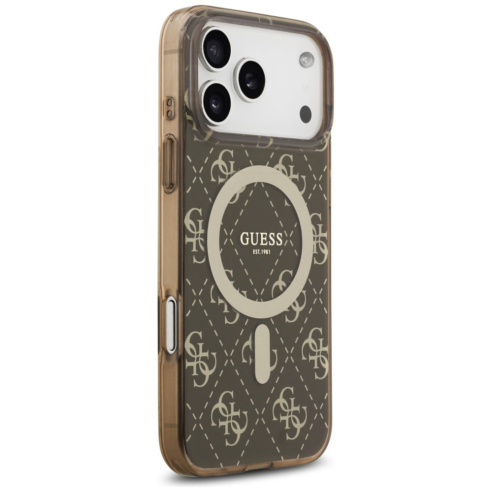 MagSafe Case for Apple iPhone 17 Pro Max, Guess, IML 4G Background, Brown