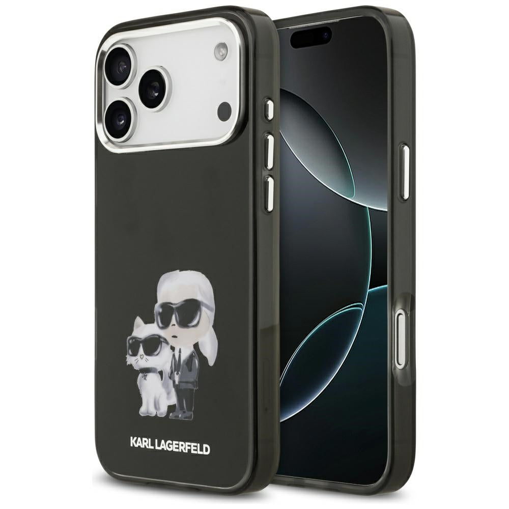 MagSafe Case for Apple iPhone 17 Pro Max, Karl Lagerfeld, IML Aquarelle Karl & Choupette Logo, Black