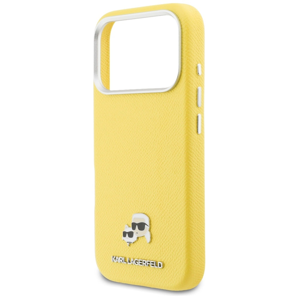 MagSafe Case for Apple iPhone 17 Pro Max, Karl Lagerfeld, Karl & Choupette Head's Pin, Yellow