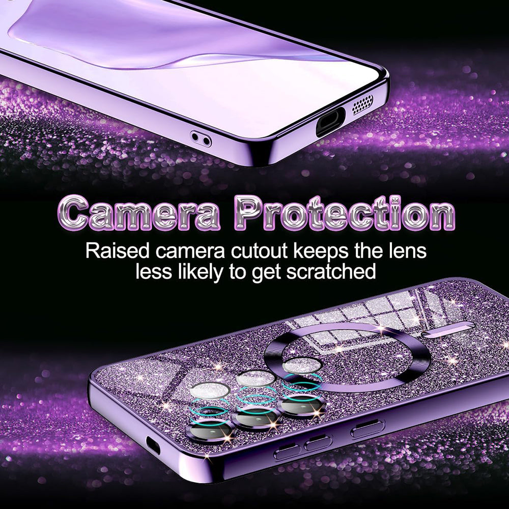 MagSafe Case for Apple iPhone 17 Pro, Techsuit, Luxury Glitter, Dark Purple