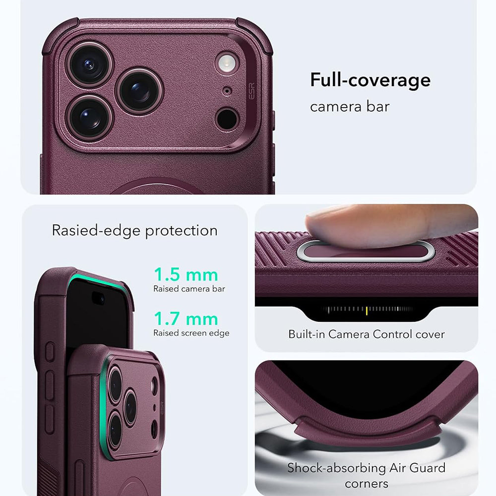 MagSafe Case for Apple iPhone 18 Pro / 17 Pro, ESR, Cyber, Satin Dark Burgundy