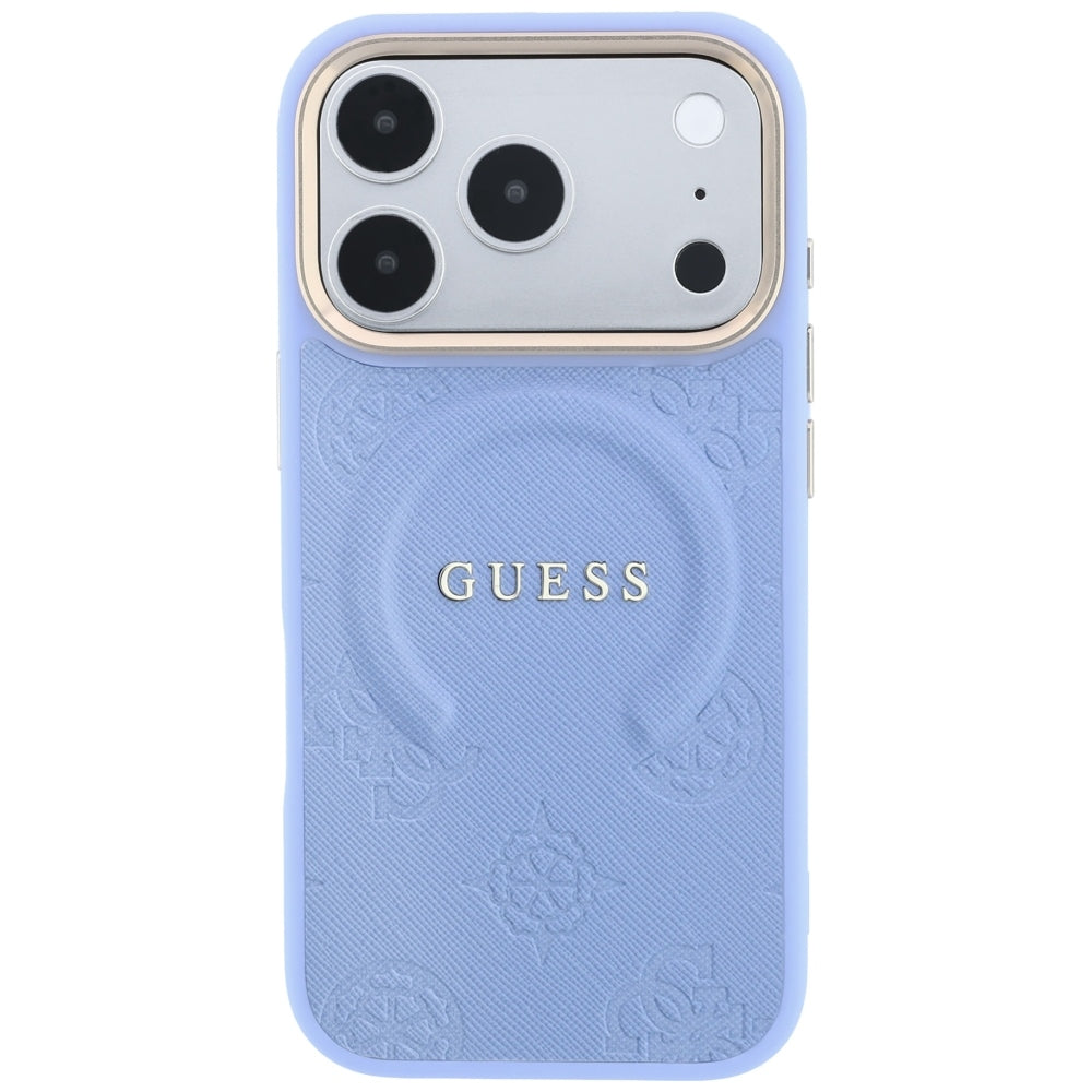 MagSafe Case for Apple iPhone 18 Pro / 17 Pro, Guess, Saffiano Peony Ring, Blue