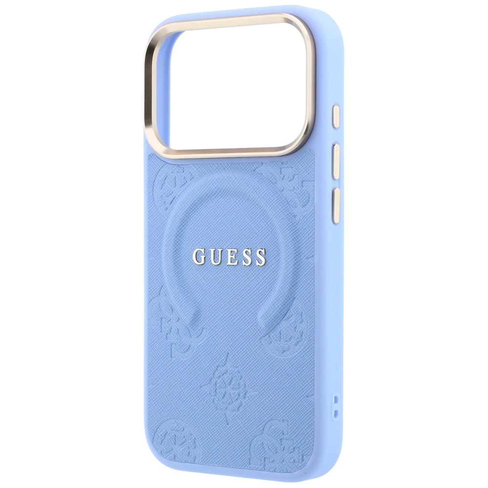 MagSafe Case for Apple iPhone 18 Pro / 17 Pro, Guess, Saffiano Peony Ring, Blue
