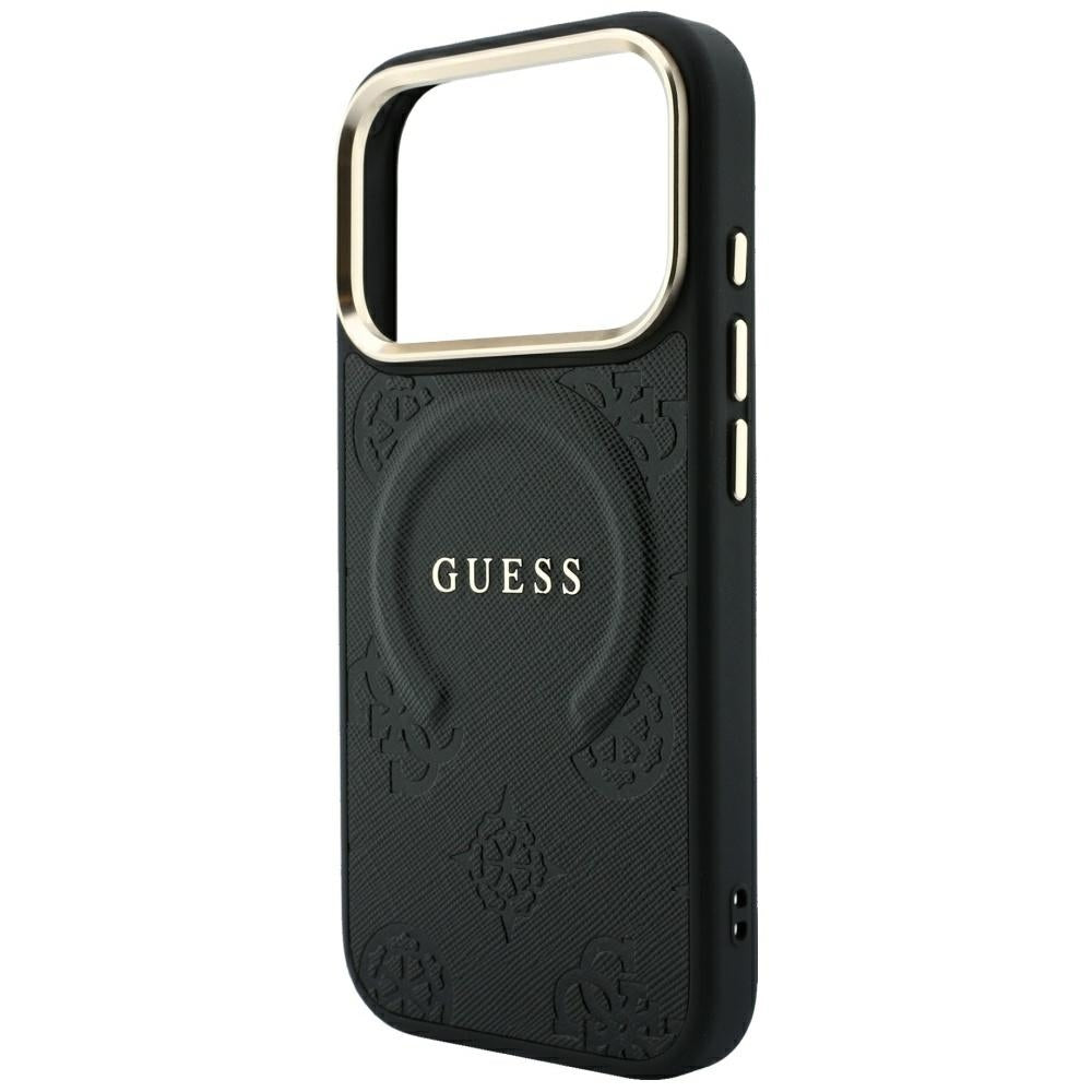 MagSafe Case for Apple iPhone 18 Pro / 17 Pro, Guess, Saffiano Peony Ring, Black