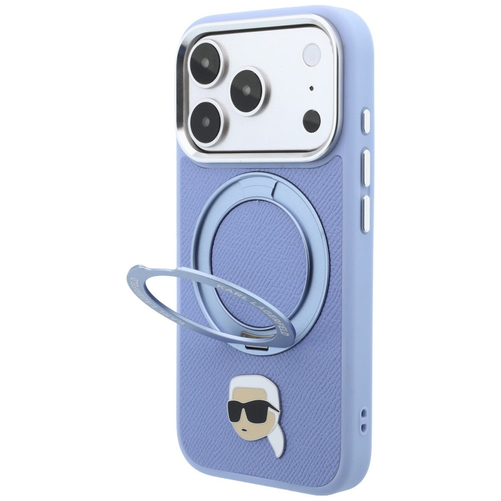 MagSafe Case for Apple iPhone 18 Pro / 17 Pro, Karl Lagerfeld, Ring Stand 360 Karl Pin, Blue