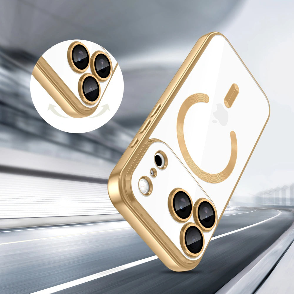 MagSafe Case for Apple iPhone 18 Pro / 17 Pro, Techsuit, Luxury Crystal, Gold