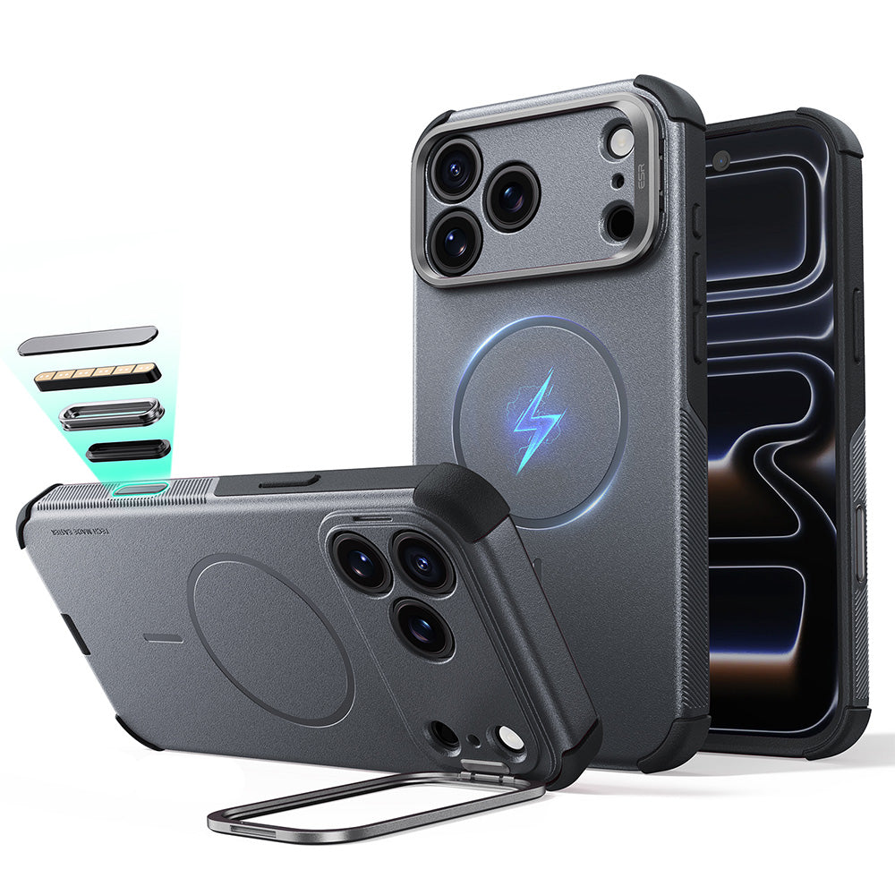 MagSafe Case for Apple iPhone 18 Pro Max / 17 Pro Max, ESR, Cyber Armor Kickstand, Gray