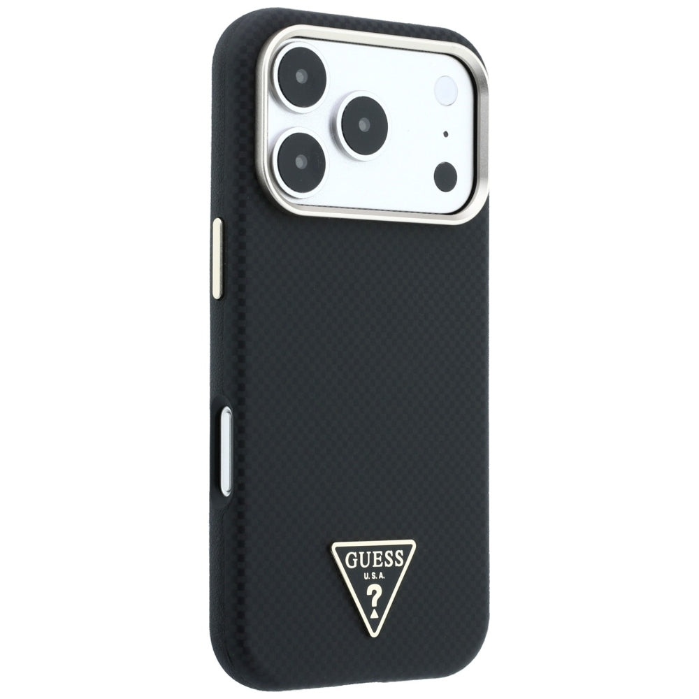 MagSafe Case for Apple iPhone 18 Pro Max / 17 Pro Max, Guess, Kevlar Triangle Logo, Black