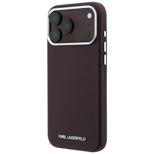 MagSafe Case for Apple iPhone 18 Pro Max / 17 Pro Max, Karl Lagerfeld, Grained Elongated Logo, Burgundy