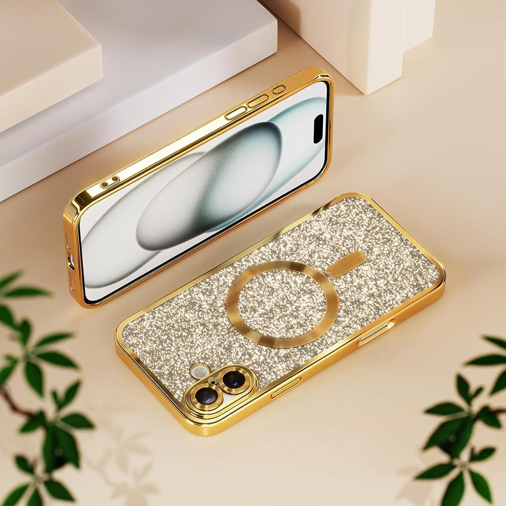 MagSafe Case for Apple iPhone 18 Pro Max / 17 Pro Max, Techsuit, Luxury Glitter, Dark Burgundy
