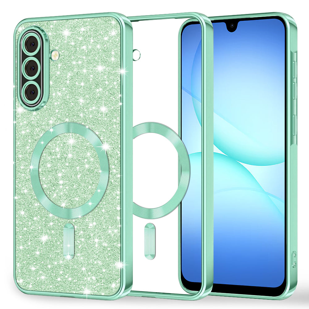 MagSafe Case for Samsung Galaxy A17 4G A175 / A17 5G A176, Techsuit, Luxury Glitter, Light Green