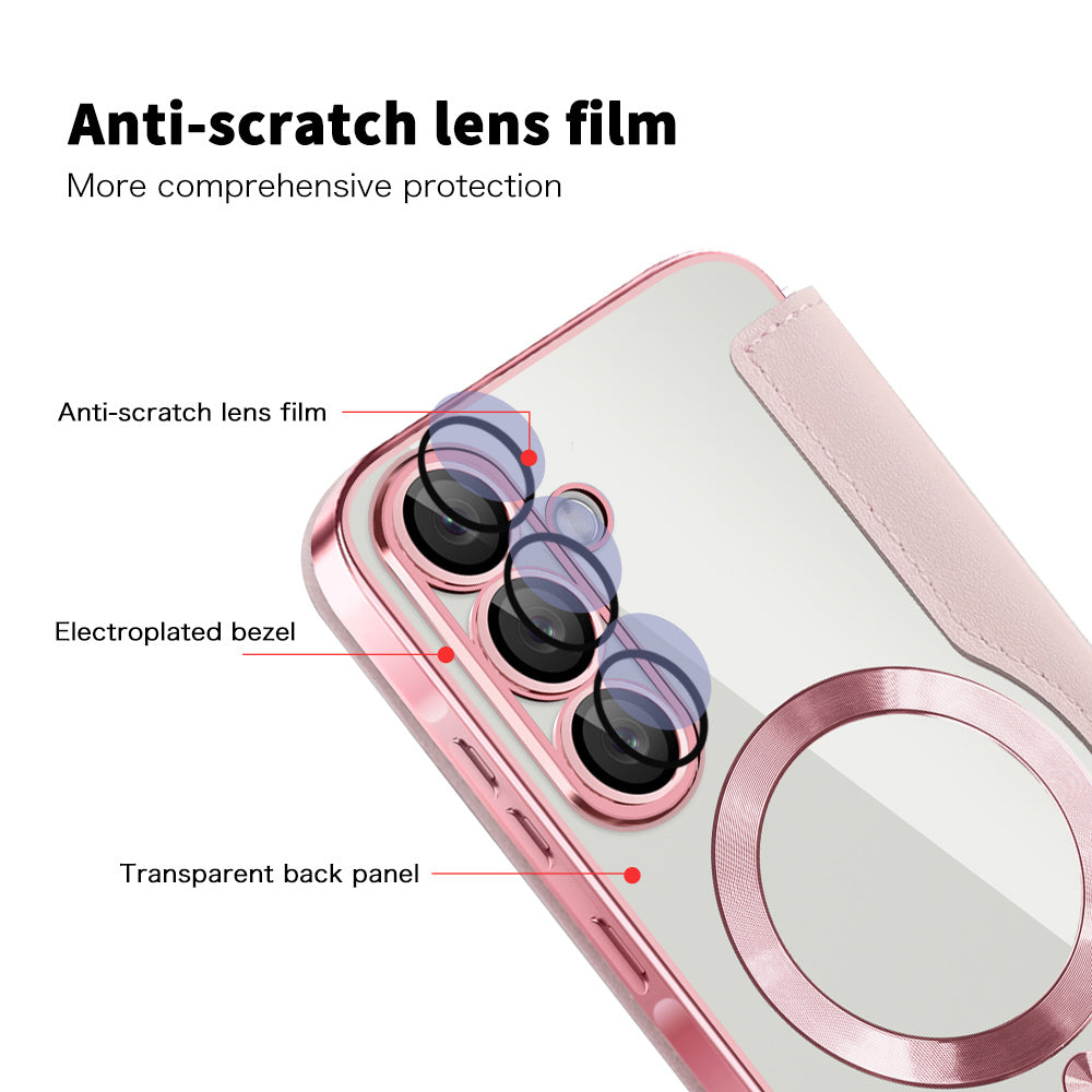 MagSafe Case for Samsung Galaxy A57 5G, Techsuit, SmartMag Book, Pink